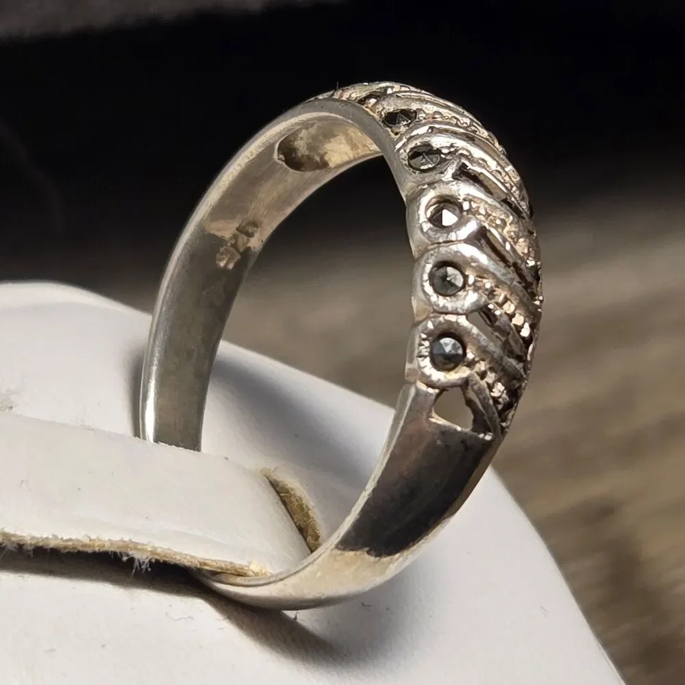 Marcasite vintage sterling silver ring sz 9